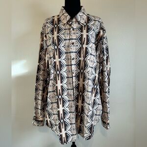 Rock &‎ Roll Denim Mens Large Classic Fit Button Down Aztec Western Rodeo Shirt